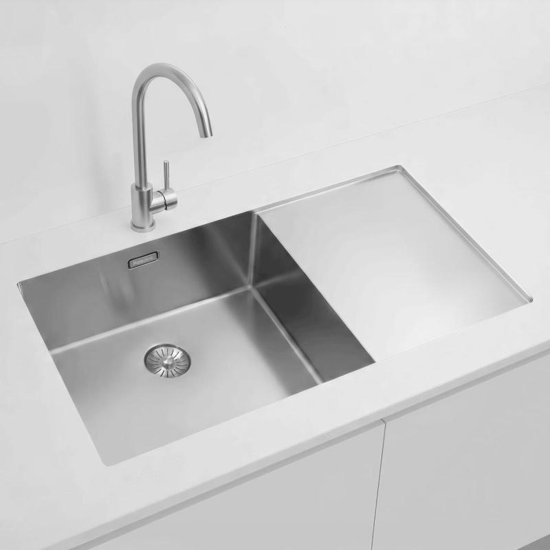 Pure.Sink Exclusivo RVS mosogató csapórésszel 86x52 cm Tapwing bal PEX5086LT-02