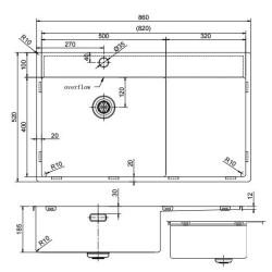 Pure.Sink Exclusivo Gun Metal mosogató csapteleppel és lecsepegtető résszel 86x52 cm Tapwing bal PEX5086LT-61