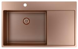 Pure.Sink Exclusivo Réz mosogató csapteleppel és csepegtető résszel 86x52 cm Bal oldali Tapwing PEX5086LT-62