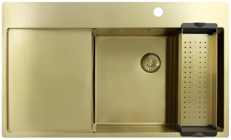 Pure.Sink Exclusivo Arany mosogató csapteleppel és csepegtető részleggel 86x52 cm Tapwing jobboldal PEX5086RT-60