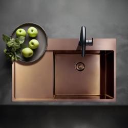 Pure.Sink Exclusivo Réz mosogató csapteleppel és csepegtető résszel 86x52 cm Jobboldali csaptelep PEX5086RT-62