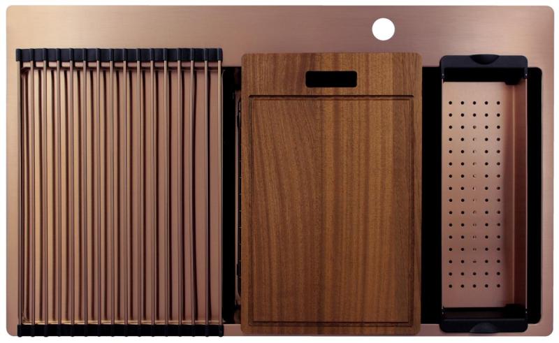 Pure.Sink Exclusivo Réz mosogató csapteleppel és csepegtető résszel 86x52 cm Jobboldali csaptelep PEX5086RT-62