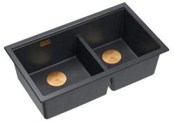 Quadri Newport II Dupla Antracit Gránit Felületi Mosogató 76x45 cm Réz dugóval 1208971359