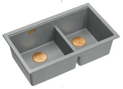 Quadri Newport II Dupla Szürke Gránit Felületre Szerelhető Mosogató 76x45 cm Réz Dugóval 1208971360