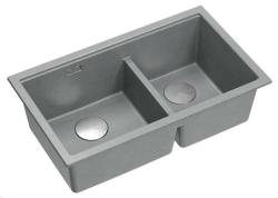 Quadri Newport II Dupla Szürke Gránit Felépítmény Mosogató 76x45 cm rozsdamentes acél dugóval 1208971370