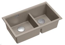 Quadri Newport II Dupla Taupe Granit Felületi Mosogató 76x45 cm RVS dugóval 1208971372