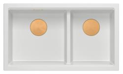 Quadri Newport II Dupla Fehér Gránit Aláépíthető Mosogató 702 x 390 mm Réz dugóval 1208971373