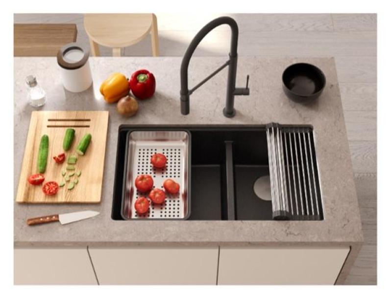 Quadri Newport II Dupla Antracit Gránit Aláépíthető Mosogató 702 x 390 mm Réz dugóval 1208971374