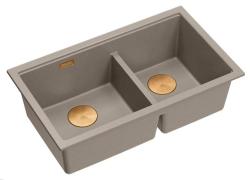 Quadri Newport II Dupla Taupe Granit Alulról Szerelhető Mosogató 702 x 390 mm Réz Dugóval 1208971377