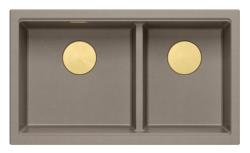 Quadri Newport II Dupla Taupe Gránit Alulról Szerelhető Mosogató 702 x 390 mm Arany dugóval 1208971382