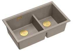 Quadri Newport II Dupla Taupe Gránit Alulról Szerelhető Mosogató 702 x 390 mm Arany dugóval 1208971382