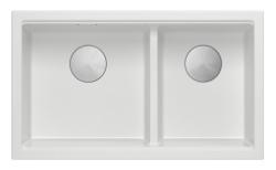Quadri Newport II Dupla Fehér Gránit Alulról Szerelhető Mosogató 702 x 390 mm rozsdamentes acél dugóval 1208971383