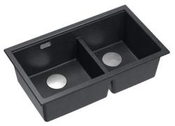 Quadri Newport II Dupla Antracit Gránit Alulról Szerelhető Mosogató 702 x 390 mm Rozsdamentes Acél dugóval 1208971384