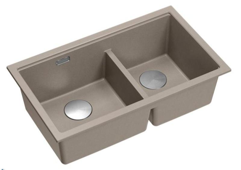 Quadri Newport II Dupla Taupe Granit Alulról Szerelhető Mosogató 702 x 390 mm rozsdamentes acél dugóval 1208971387