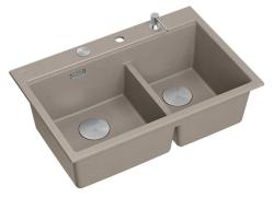 Quadri Hard Rock Dupla Taupe Gránit Felépített Mosogató 76x50 cm rozsdamentes acél dugóval és tartozékokkal 1208971402