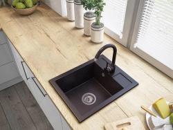 Graniteland Prest Granit Arduin keménykő megjelenésű mosogató Tapwing csaplyukkal felépítés 400x500mm rozsdamentes acél dugóval 1208971420