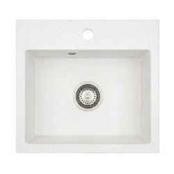 Graniteland Nera Gránit Mosogató 45x42 cm Fehér Felépítés Csappal és Rozsdamentes Acél Dugóval 1208971435