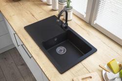 Graniteland Liri Granit Fekete mosogató csepegtetővel 765x448 mm 1208971438