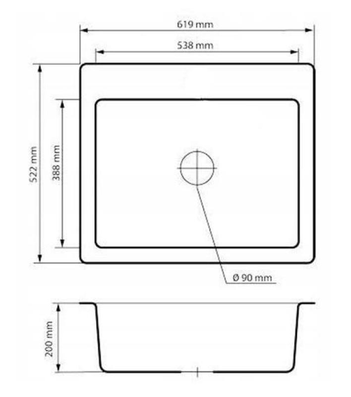 Graniteland Vastone Granit Mosogató 619x522 mm Arduin mészkő kinézet Felépítés csaptelepfurattal és rozsdamentes acél dugóval 1208971442