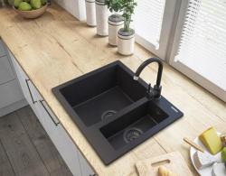 Graniteland Adda Granit fekete 1.5 Mosogató Felépítés 600x495mm 1208971454