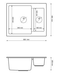 Graniteland Adda Granites Fehér 1.5 Mosogató Felépítés 600x495mm 1208971455