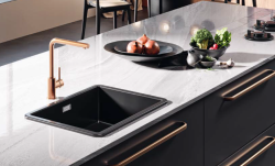 Ausmann Ceramic Ember Kerámia Mat Fekete Mosogató - Felületre és Aláépítésre 54 x 40 cm Fekete dugóval 1208971499