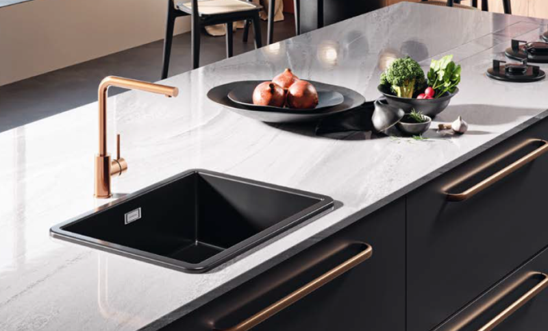 Ausmann Ceramic Ember Kerámia Mat Fekete Mosogató - Felületre és Aláépítésre 54 x 40 cm Fekete dugóval 1208971499