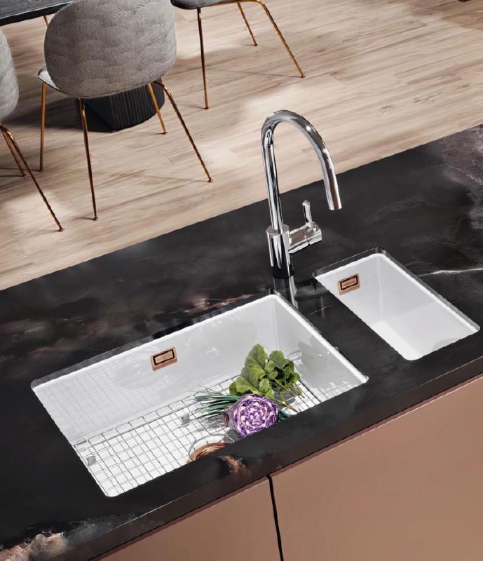 Ausmann Ceramic Ember Kerámia Fehér Félmosogató Felületre és Aláépítésre 174 x 400 mm Réz dugóval 1208971502