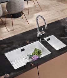 Ausmann Ceramic Ember Kerámia Fehér félbeépített mosogató Felszerelés és Aláépítés 174 x 400 mm Fekete dugóval 1208971504