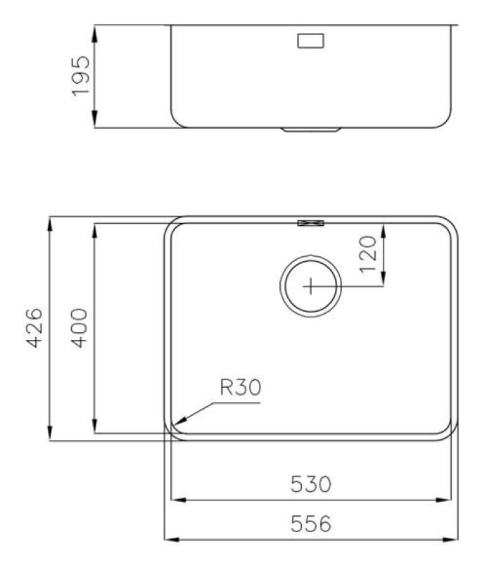 Foster Rozsdamentes Acél Mosogató 53 x 40 cm Alulról Szerelhető 1208971523