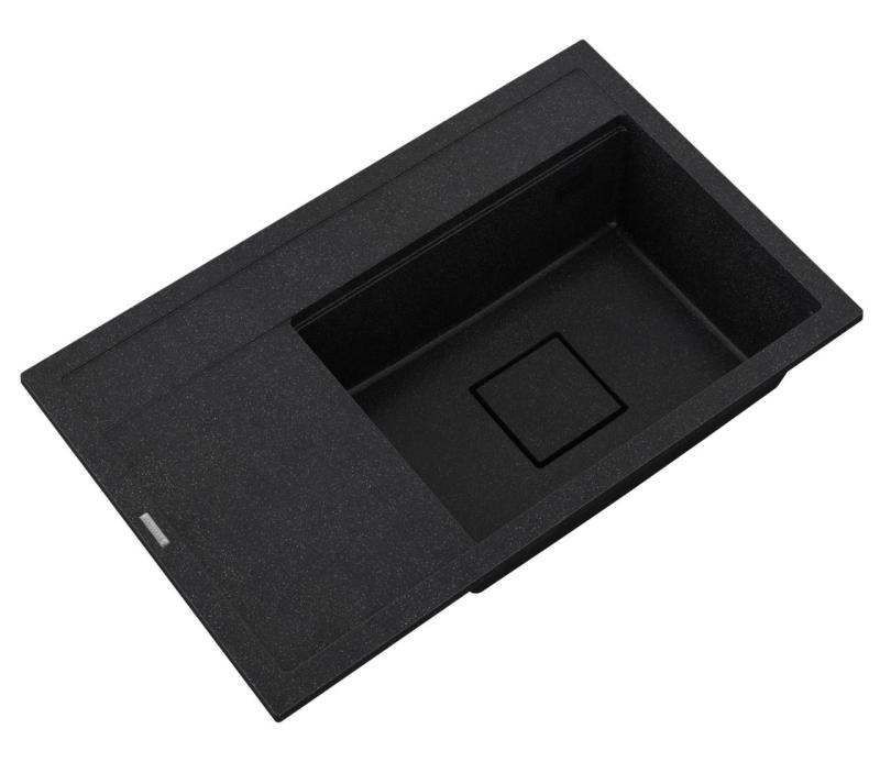 Graniteland Seta Granit fekete márvány Keménykő Felépített mosogató 80x50 cm 1208971619