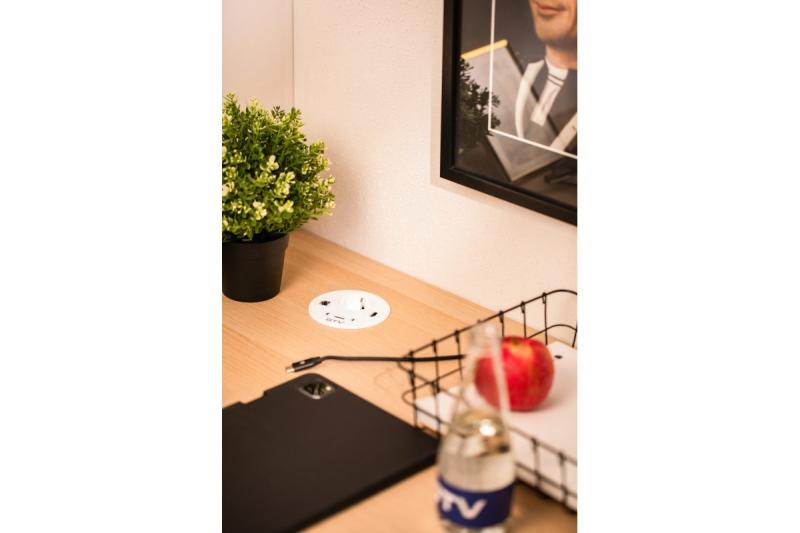 RONDO bútorcsatlakozó, 1xSHUKO, 1xUSB-A, 2xUSB-C, HDMI, RJ45 kábel 1,5 m, fehér