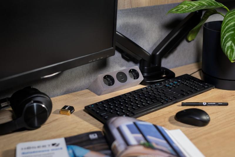 Bútorcsatlakozó SOFITO, 2xSHUKO, USB A+C, 1,5 m kábel, szürke flock