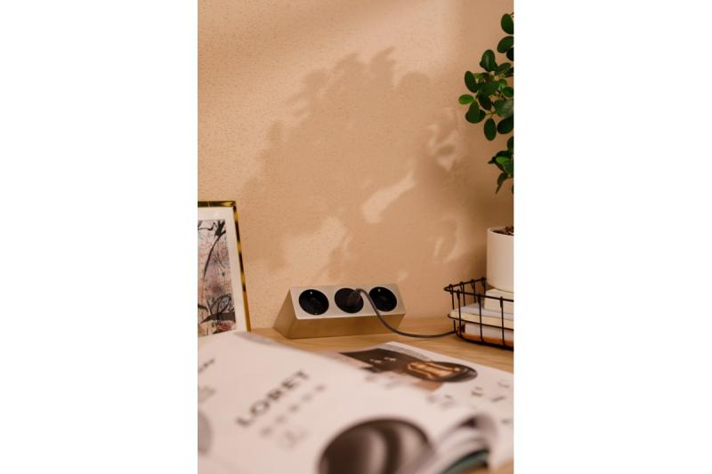 SOFITO bútorcsatlakozó, 2xSHUKO, USB A+C, 1,5 m kábel, rozsdamentes acél