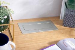 MULTISOFT bútoraljzat 2x földelt aljzat, USB A+C, RJ45, HDMI, tápkábel csatlakozóval, alumínium