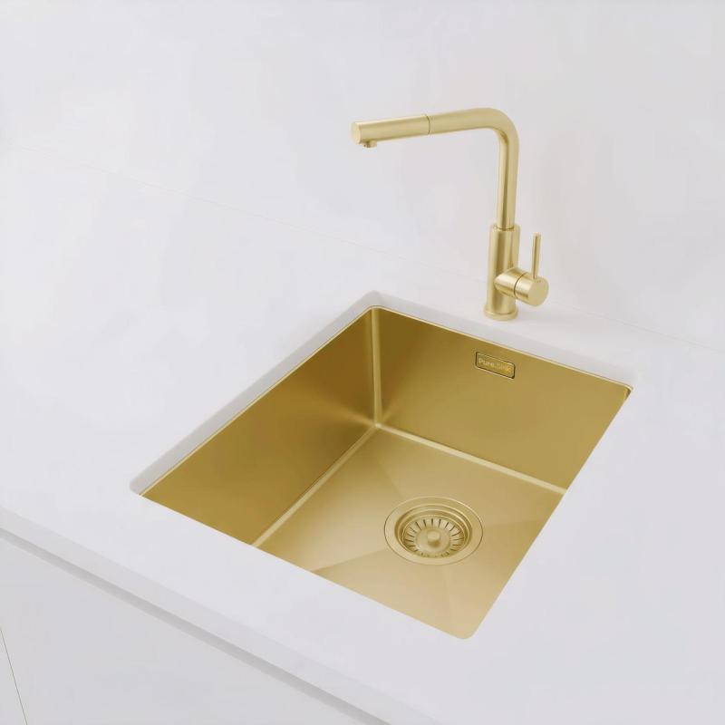Pure.Sink Luxion Arany mosogató 36x40 cm, alulra szerelhető, síkba építhető és felülre szerelhető PLX3640-60