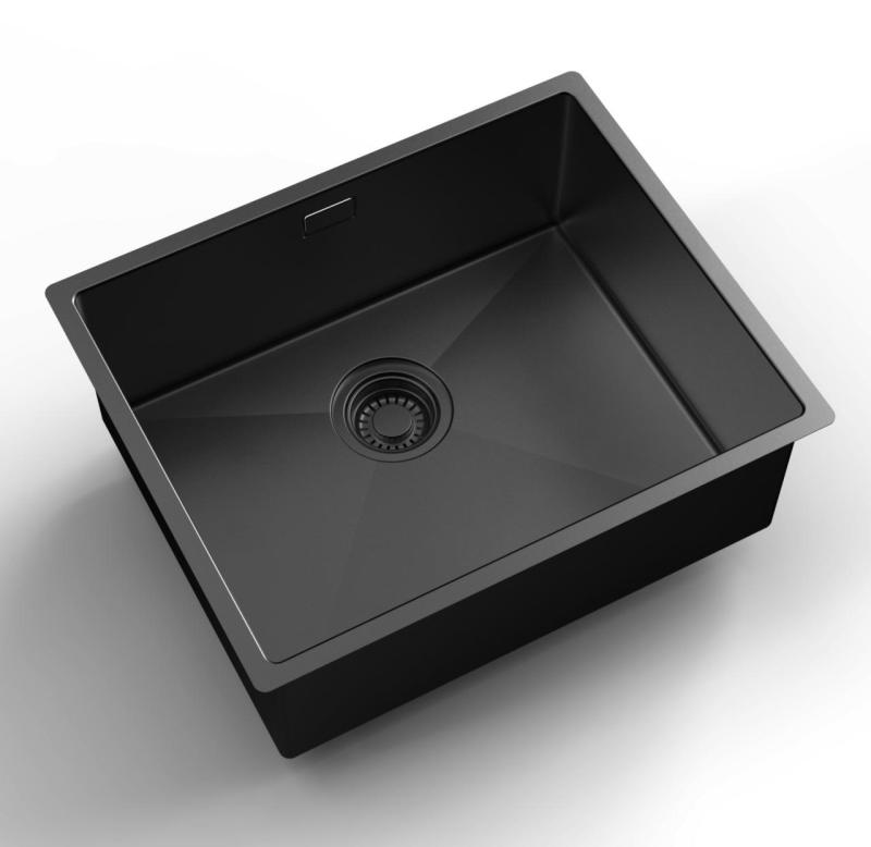 Pure.Sink Luxion PVD Fekete mosogató 50x40 cm alulra szerelhető, síkba építhető és felülre szerelhető PLX5040-63