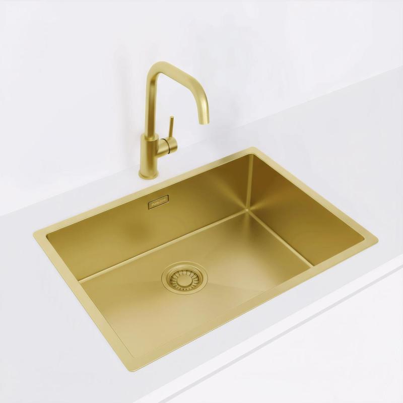 Pure.Sink Luxion Arany mosogató 55x40 cm, alulra szerelhető, síkba építhető és felülre szerelhető PLX5540-60