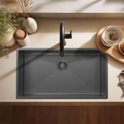 Pure.Sink Luxion Nagy Gun metal mosogató 74x40 cm alulról szerelhető, síkba építhető és felülről szerelhető PLX7440-61