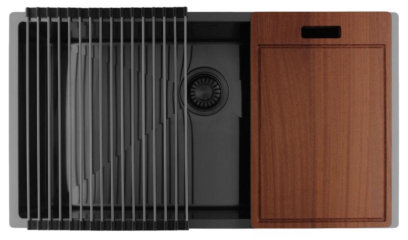 Pure.Sink Luxion Nagy Gun metal mosogató 74x40 cm alulról szerelhető, síkba építhető és felülről szerelhető PLX7440-61