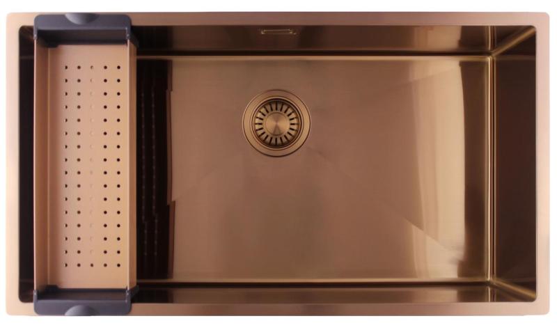 Pure.Sink Luxion Nagy réz mosogató 74x40 cm alulról, síkba építhető és felülről szerelhető PLX7440-62