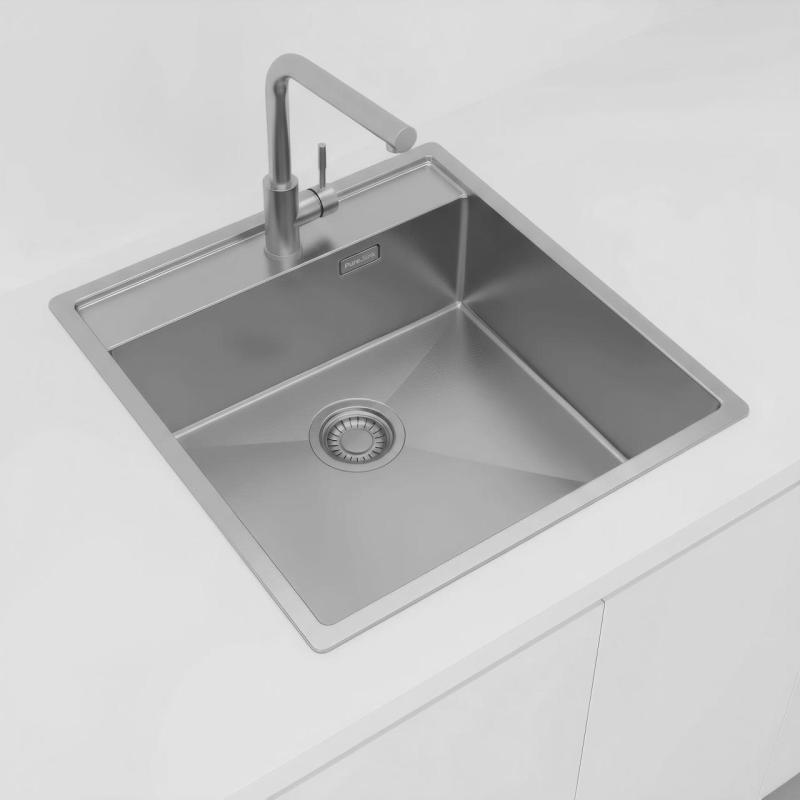 Pure.Sink Luxion Rozsdamentes acél mosogató 51x50 cm Tapwing csaplyukkal PLX5150T-02