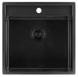 Pure.Sink Luxion PVD Fekete mosogató 51x50 cm Tapwing csaplyukkal PLX5150T-63
