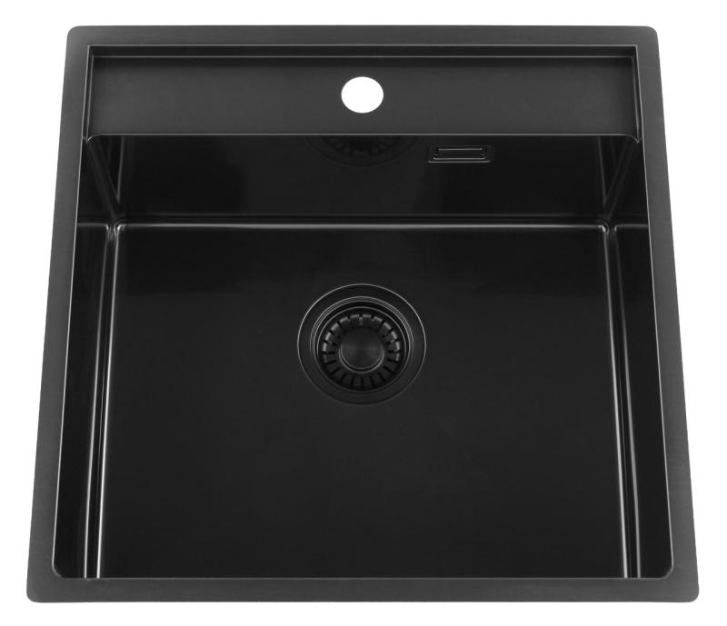 Pure.Sink Luxion PVD Fekete mosogató 51x50 cm Tapwing csaplyukkal PLX5150T-63