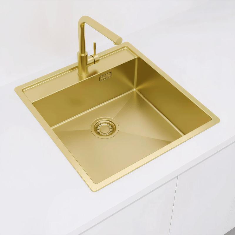 Pure.Sink Luxion Arany mosogató 51x50 cm Tapwing csapfúróval PLX5150T-60