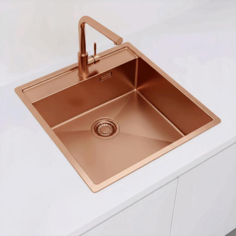 Pure.Sink Luxion Réz mosogató 51x50 cm Tapwing csaplyukkal PLX5150T-62