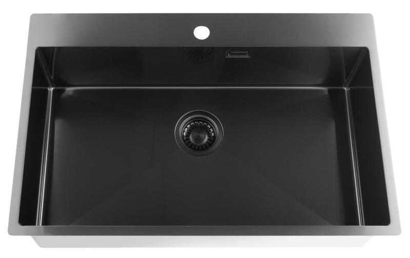 Pure.Sink Luxion PVD Nagy fekete mosogató 78x50 cm Tapwing csapfúróval PLX7850T-63