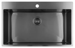 Pure.Sink Luxion Nagy Gun metal mosogató 78x50 cm Tapwing csaplyukkal PLX7850T-61