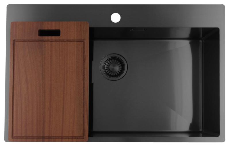 Pure.Sink Luxion Nagy Gun metal mosogató 78x50 cm Tapwing csaplyukkal PLX7850T-61