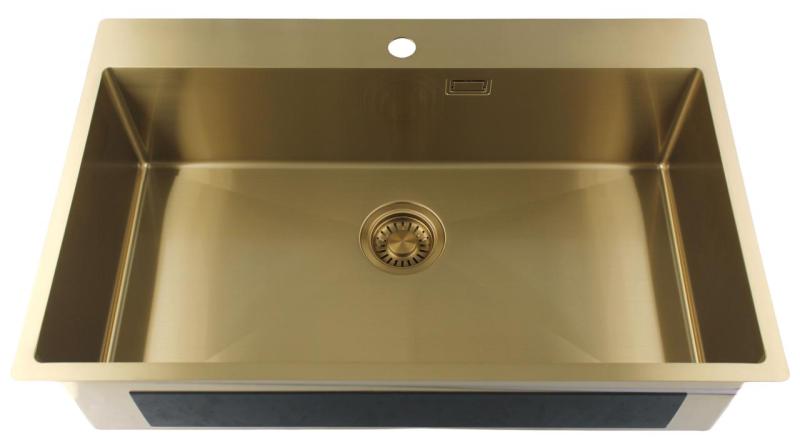 Pure.Sink Luxion Nagy arany mosogató 78x50 cm Tapwing csaplyukkal PLX7850T-60